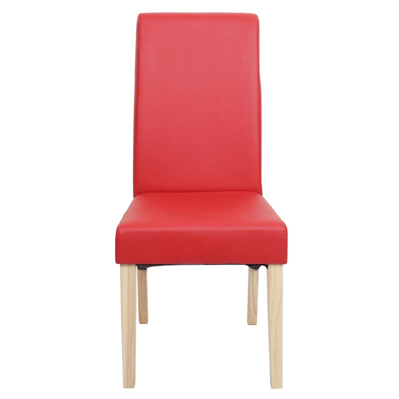 6x Chaise de salle à manger Chaise M37 - similicuir mat, rouge, pieds clairs