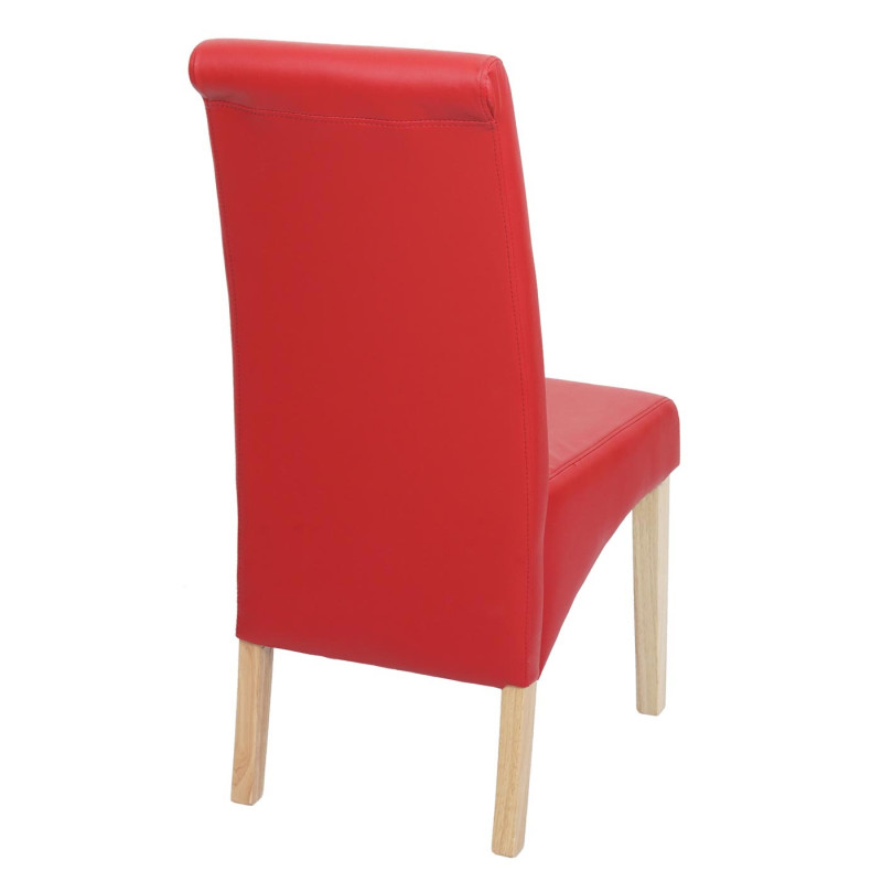 6x Chaise de salle à manger Chaise M37 - similicuir mat, rouge, pieds clairs