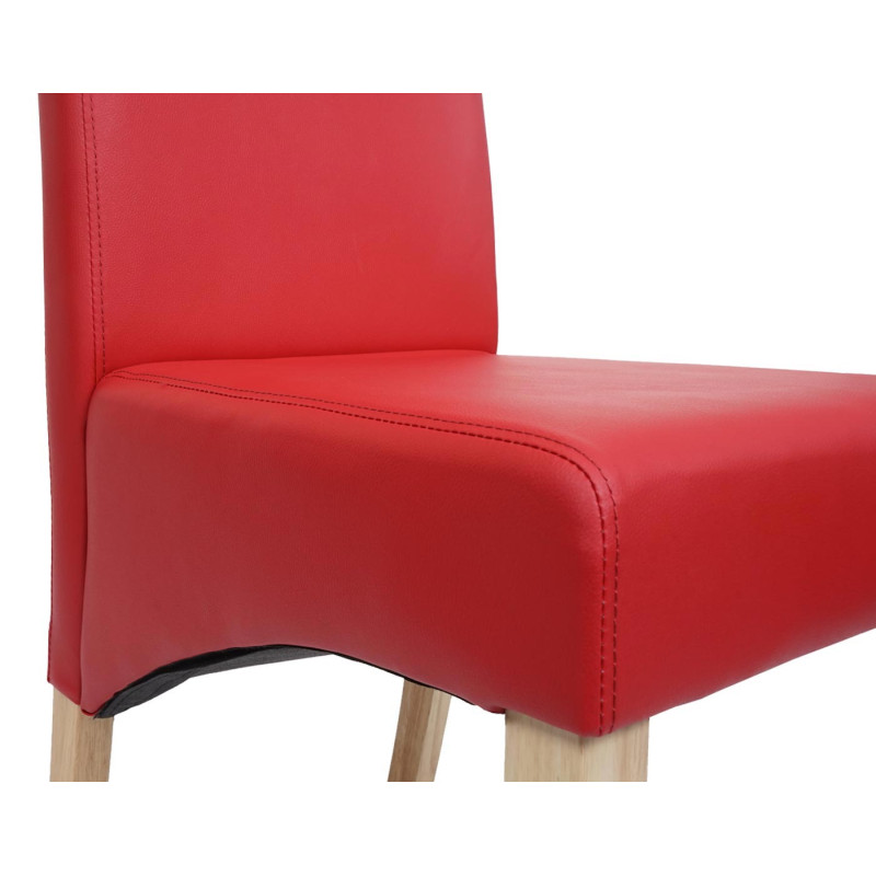 6x Chaise de salle à manger Chaise M37 - similicuir mat, rouge, pieds clairs