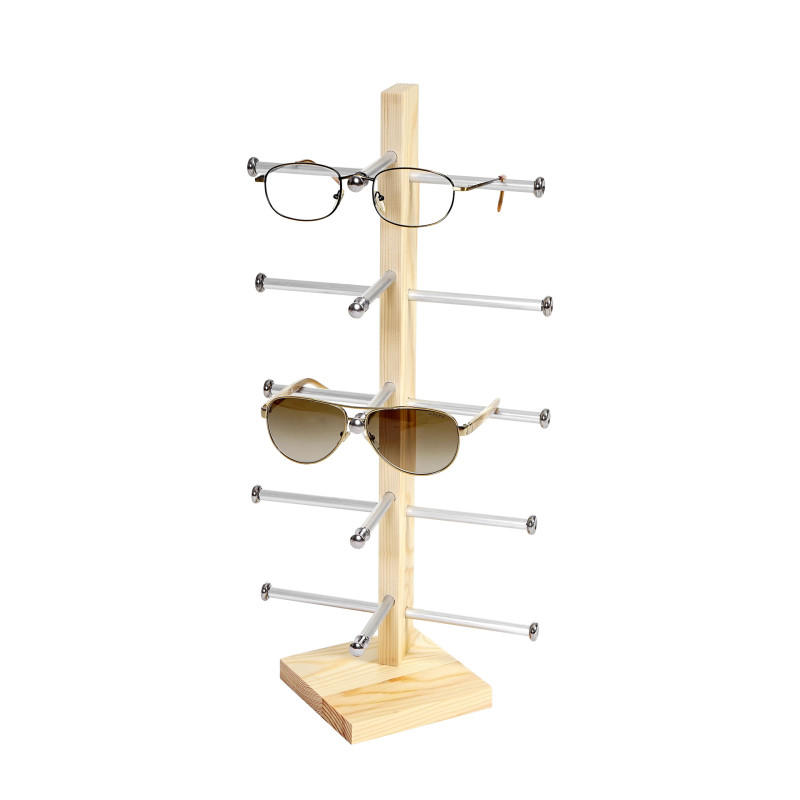 Porte-lunette Vendee, présentoir à lunette pour 5 paires de lunettes, 42x20cm - pin