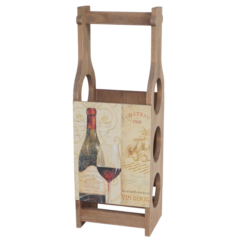 Porte-bouteilles de vin Bordeaux, casier de rangement en bois pour 3 bouteilles, style shabby