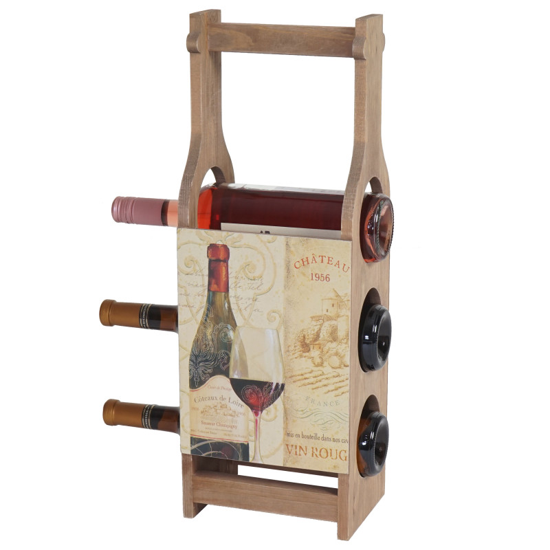 Porte-bouteilles de vin Bordeaux, casier de rangement en bois pour 3 bouteilles, style shabby