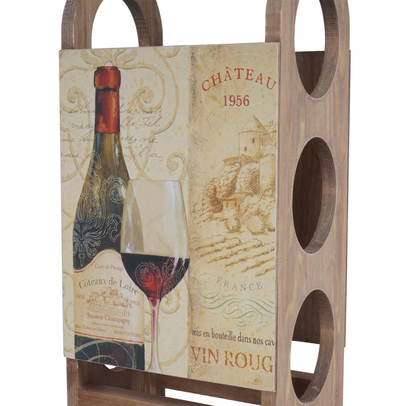 Porte-bouteilles de vin Bordeaux, casier de rangement en bois pour 3 bouteilles, style shabby