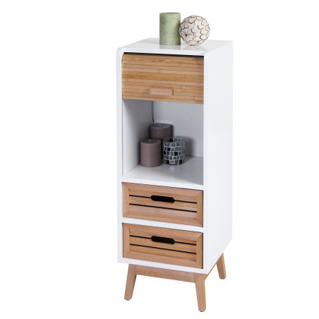 Commode Larvik, armoire à tiroirs avec volet roulant, design rétro, 84x30x30cm, 2 tiroirs