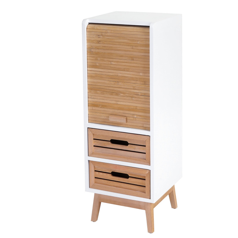 Commode Larvik, armoire à tiroirs avec volet roulant, design rétro, 84x30x30cm, 2 tiroirs