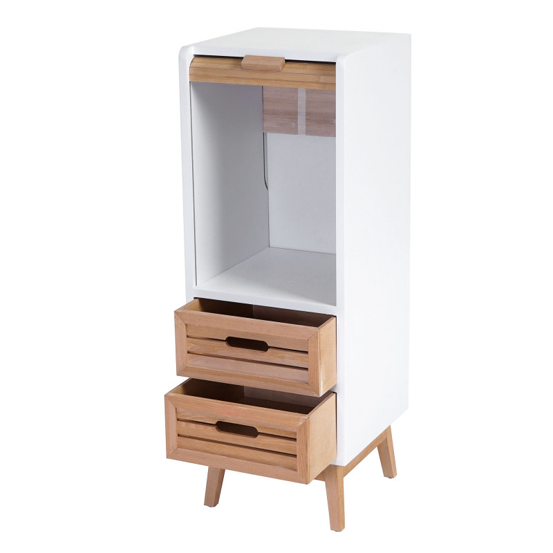 Commode Larvik, armoire à tiroirs avec volet roulant, design rétro, 84x30x30cm, 2 tiroirs