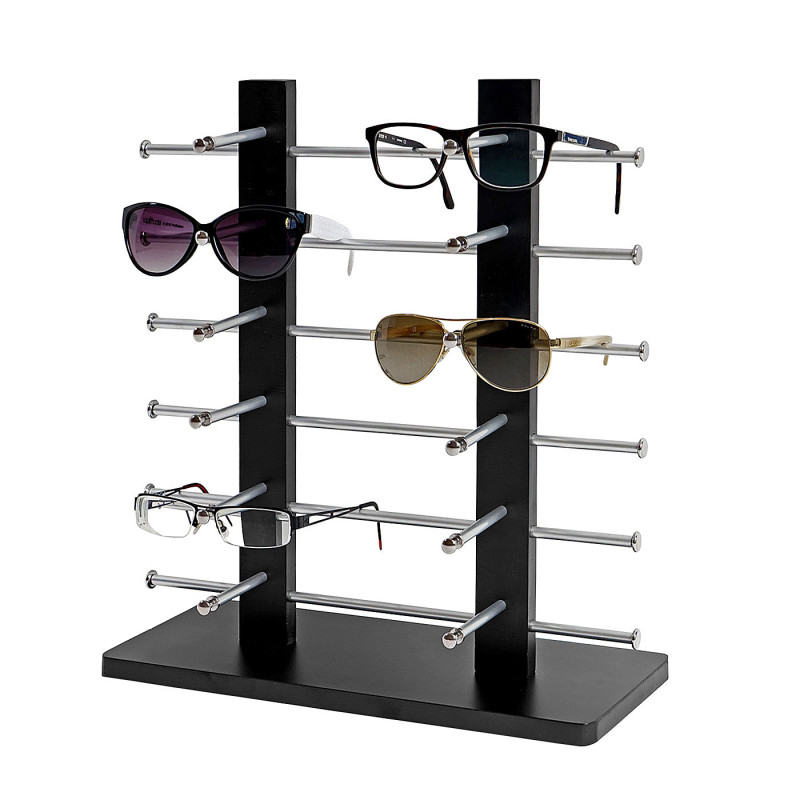Porte-lunette Vendee, présentoir à lunette pour 12 paires de lunettes, 42x39cm - noir