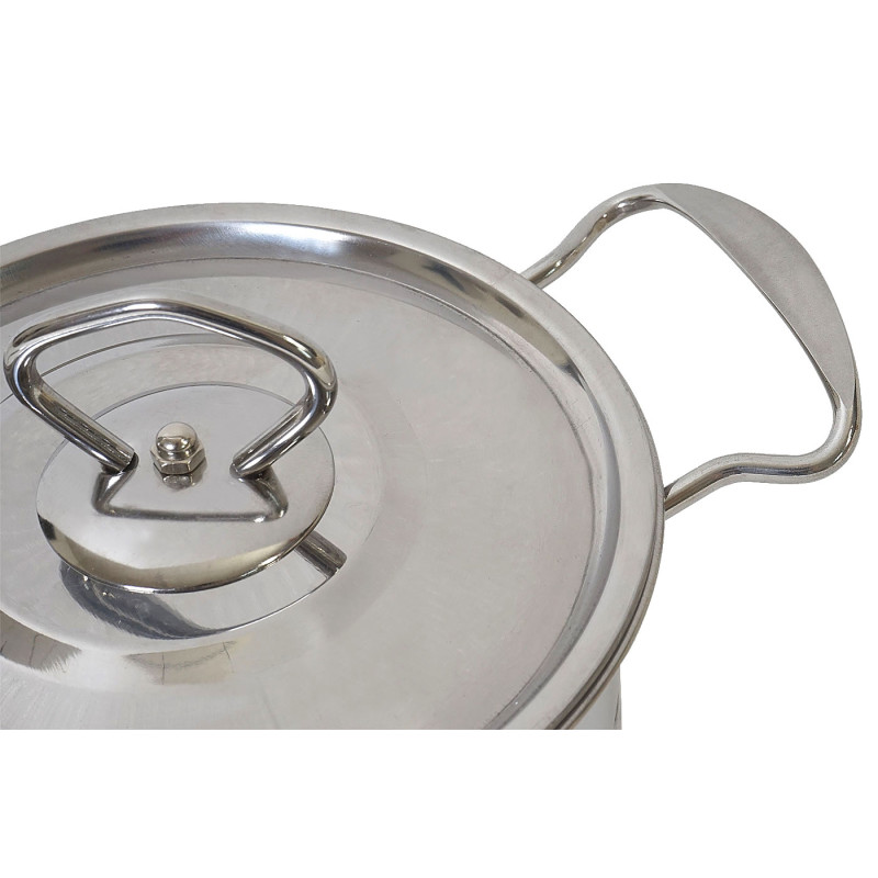 set de casseroles camping Cuneo, vaisselle, kit de pots, 8 pièces acier affiné - argent