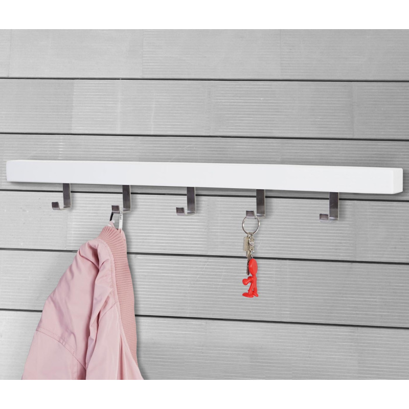 Garde-robe murale Almelo, liston de garde-robe, vestiaire, bois de pin, 72cm - blanc