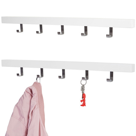 2x garde-robe murale Almelo, liston de garde-robe, vestiaire, bois de pin, 72cm - blanc