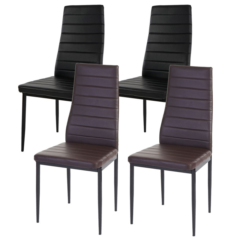 4x chaise de salle à manger Lixa, fauteuil similicuir - marron