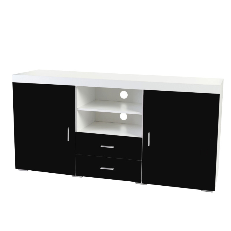 Commode Portland, buffet, table basse, poli fin, 160x80x40cm - noir