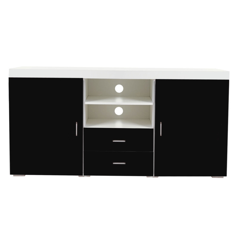 Commode Portland, buffet, table basse, poli fin, 160x80x40cm - noir