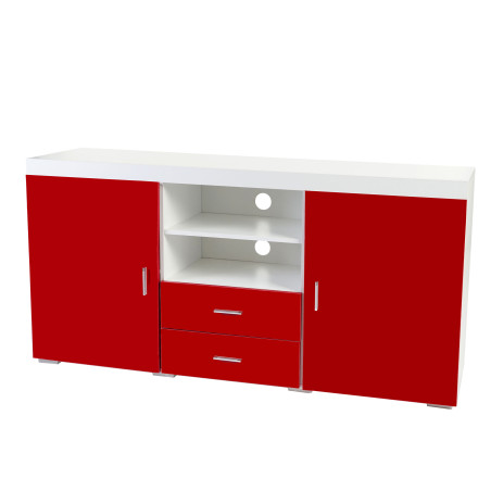 Commode Portland, buffet, bahut, poli fin 160x80x40cm - rouge