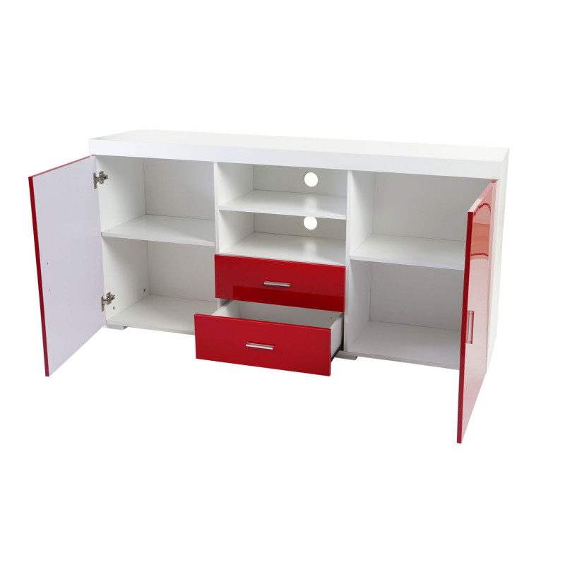 Commode Portland, buffet, bahut, poli fin 160x80x40cm - rouge