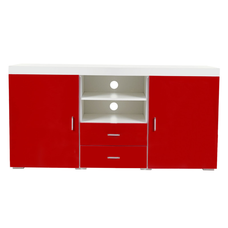 Commode Portland, buffet, bahut, poli fin 160x80x40cm - rouge