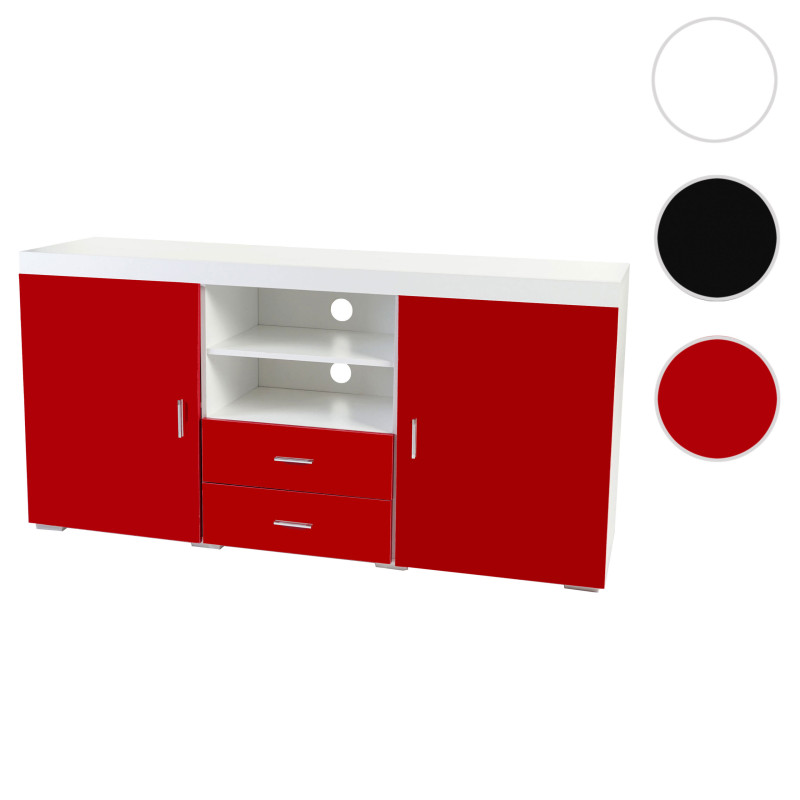 Commode Portland, buffet, bahut, poli fin 160x80x40cm - rouge