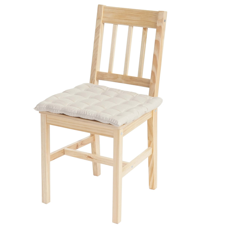 6x chaise de salle à manger Harstad, fauteuil en bois, pin - nature avec 6 coussins, crème