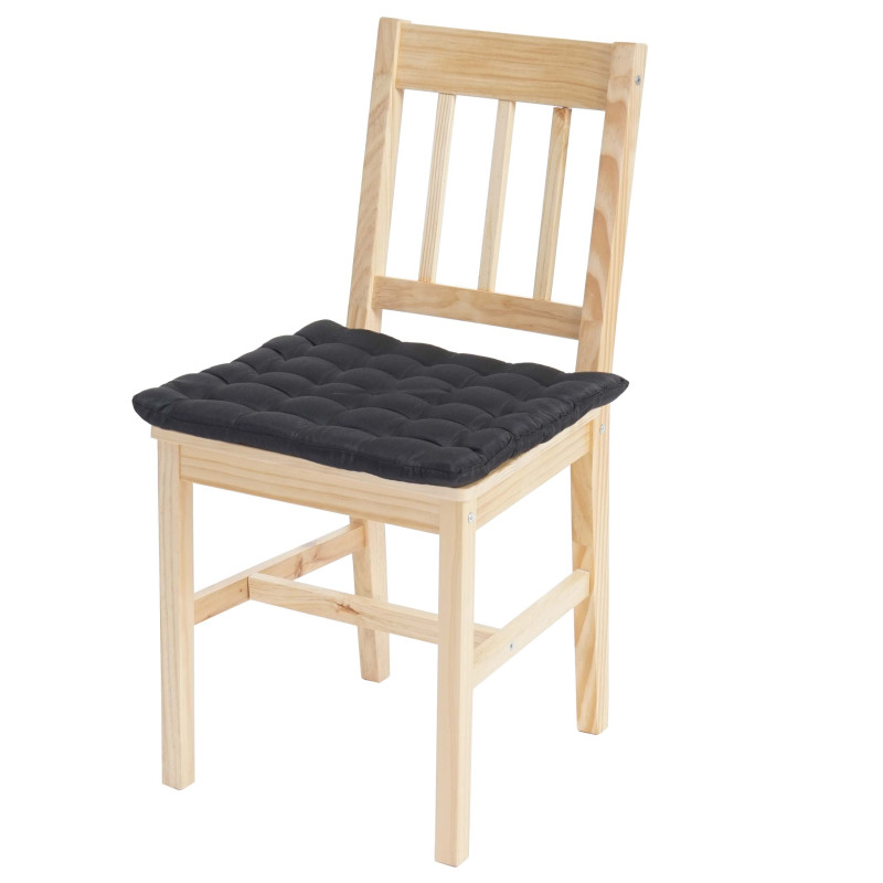 6x chaise de salle à manger Harstad, fauteuil en bois, pin - nature avec 6 coussins, anthracite
