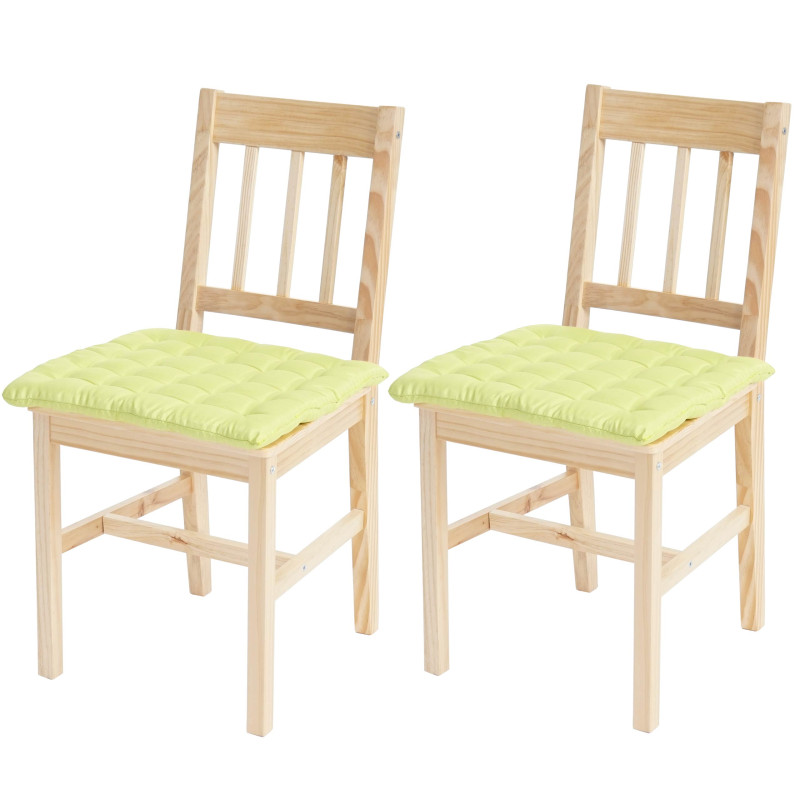 2x chaise de salle à manger Harstad, fauteuil en bois, pin - nature avec 2 coussins, vert