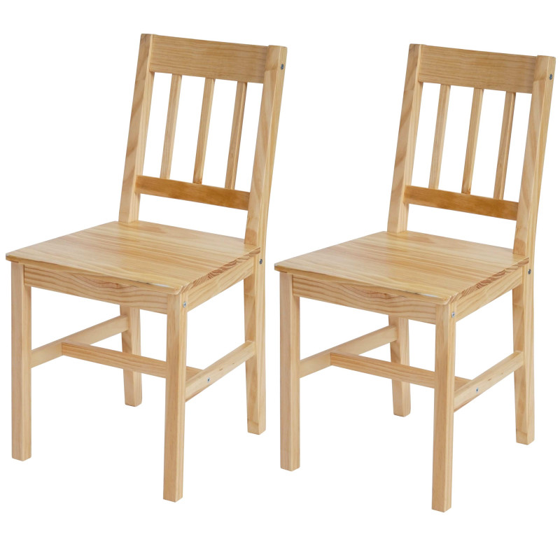 2x chaise de salle à manger Harstad, fauteuil en bois, pin - nature sans coussins