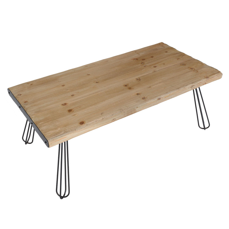 Table basse Table de salon, bois massif industriel certifié MVG 120x60cm, naturel
