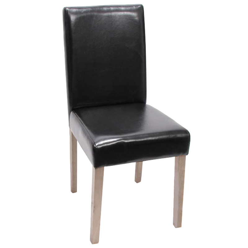 Lot de 6 chaises de séjour Littau - cuir, noir, pieds structure - chêne