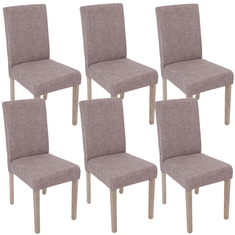 6x chaise de séjour Littau - tissu gris, pieds: structure chêne