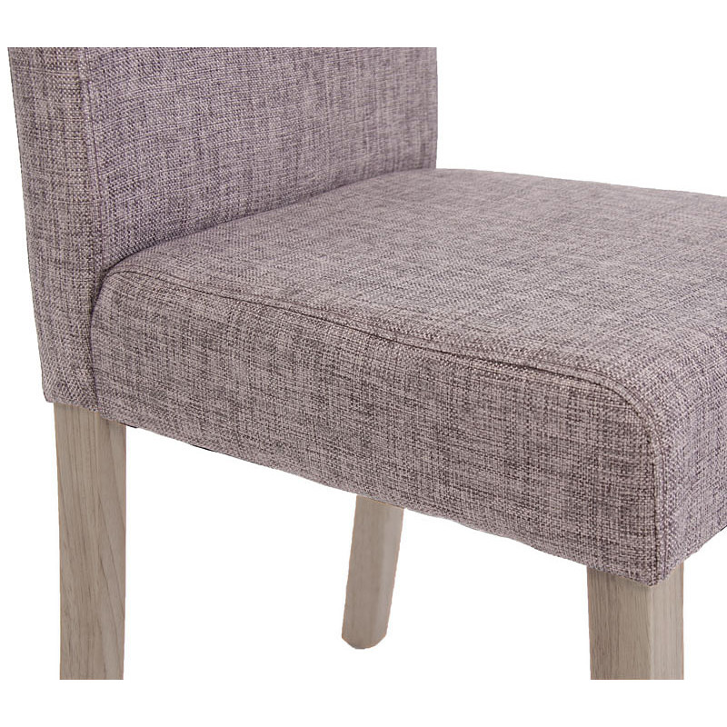 6x chaise de séjour Littau - tissu gris, pieds: structure chêne