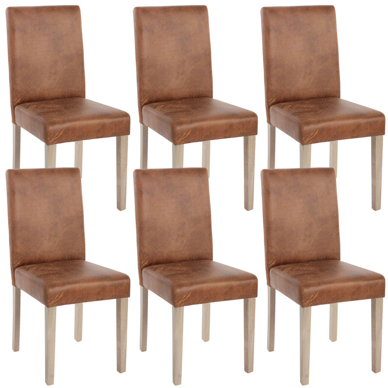 6x chaise de séjour Littau - tissu, aspect daim, pieds: structure chêne