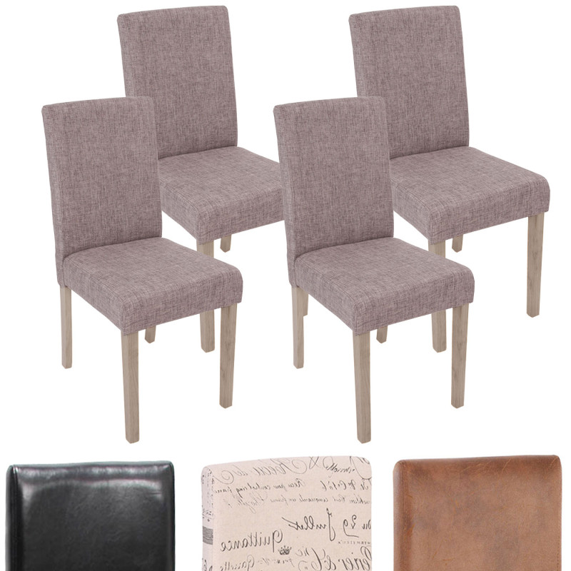 4x chaise de séjour Littau - tissu, aspect daim, pieds: structure chêne