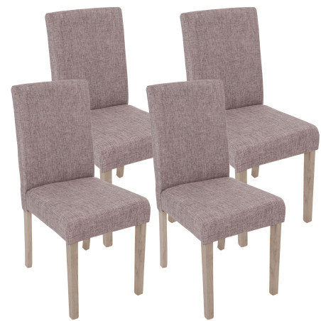 Lot de 4 chaises de salle à manger Littau, tissu, gris, pieds: structure chêne