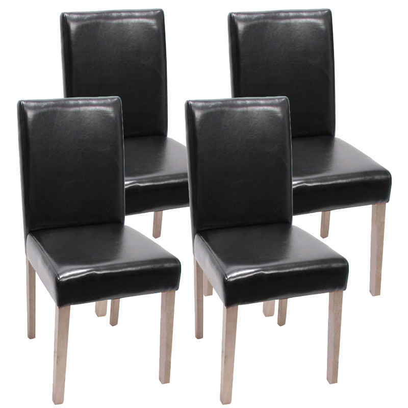 Lot de 4 chaises de séjour Littau, fauteuil - cuir, noir, aspect chaîne des pieds