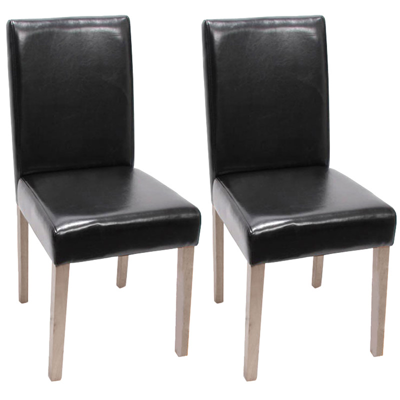 Lot de 2 chaises de séjour Littau - cuir, noir, pieds structure - chêne