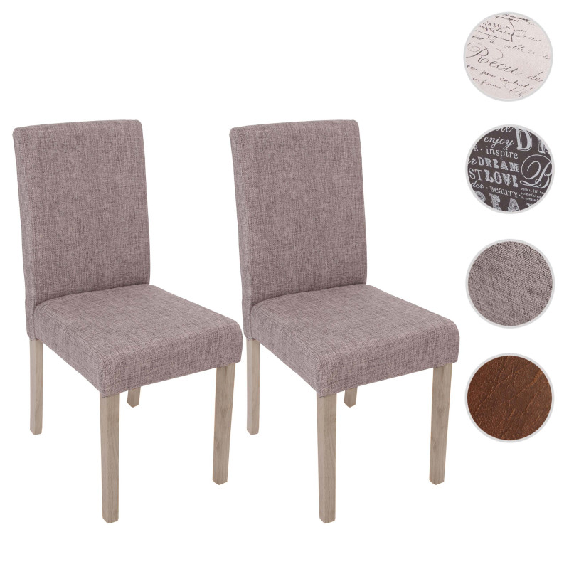 2x chaise de séjour Littau - tissu gris, pieds: structure chêne