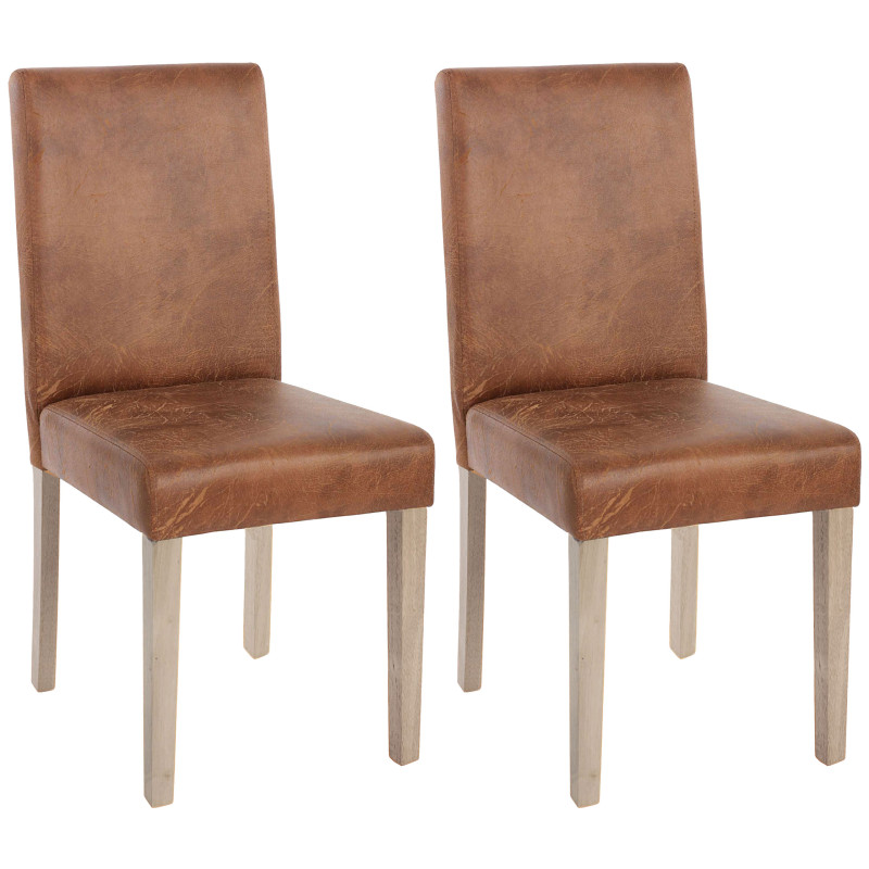 Lot de 2 chaises de séjour Littau, fauteuil - tissu, aspect daim, aspect chaîne des pieds