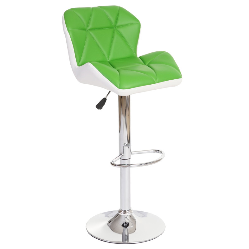 2x tabouret de bar Hamilton, chaise de comptoir, bois, similicuir, rotatif - vert