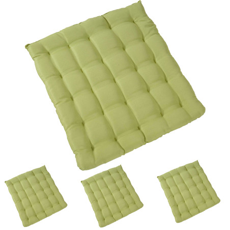 4x coussin Canberra, coussins de chaise, 43x41x3cm - vert clair
