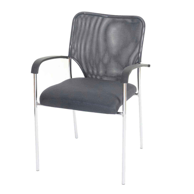 Lot de 4 chaises de conférence / visiteur Tulsa, empilable, tissu  siège gris, dossier gris