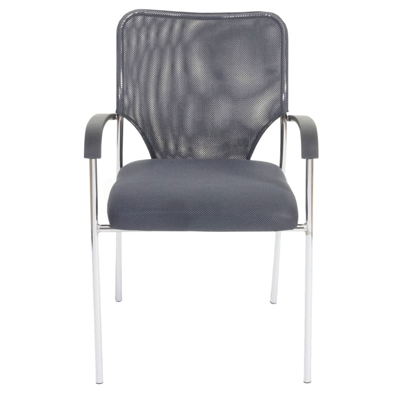 Lot de 4 chaises de conférence / visiteur Tulsa, empilable, tissu  siège gris, dossier gris