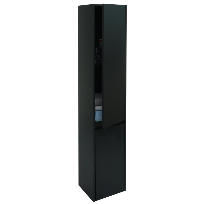 Armoire suspendue armoire midischschrank Hochmöbel salle de bain, certifiée MVG 2 portes 3 compartiments 160x33cm - noir