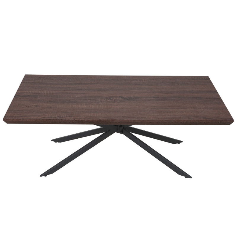 Table basse de salon Kos T577, MVG 40x110x60cm - chêne marron, pieds métalliques foncés