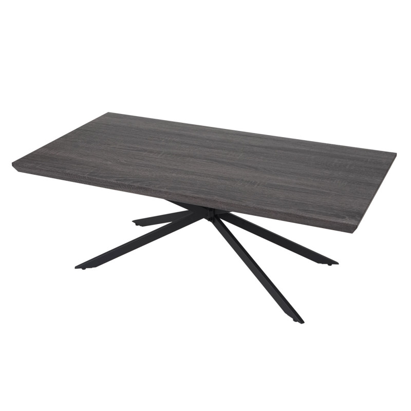 Table basse de salon Kos T577, MVG 40x110x60cm - chêne noir, pieds métalliques foncés