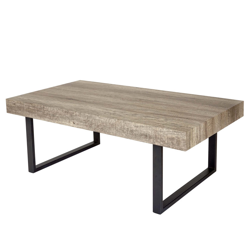 Table basse de salon Kos T576, MVG 40x110x60cm - chêne sauvage, pieds métalliques foncés