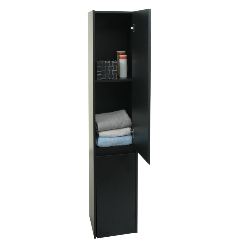 Armoire suspendue armoire midischschrank Hochmöbel salle de bain, certifiée MVG 2 portes 3 compartiments 160x33cm - noir