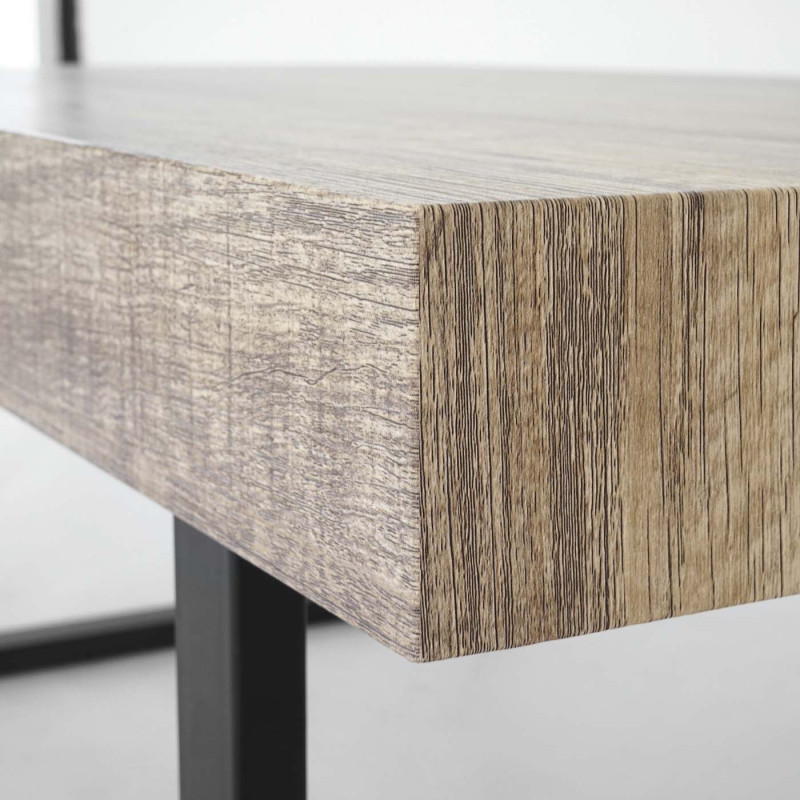Table basse de salon Kos T576, MVG 40x110x60cm - chêne sauvage, pieds métalliques foncés