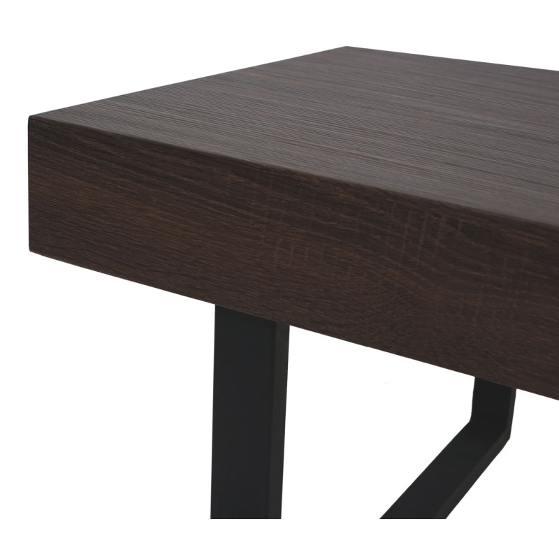 Table basse de salon Kos T576, MVG 40x110x60cm - chêne marron, pieds métalliques foncés