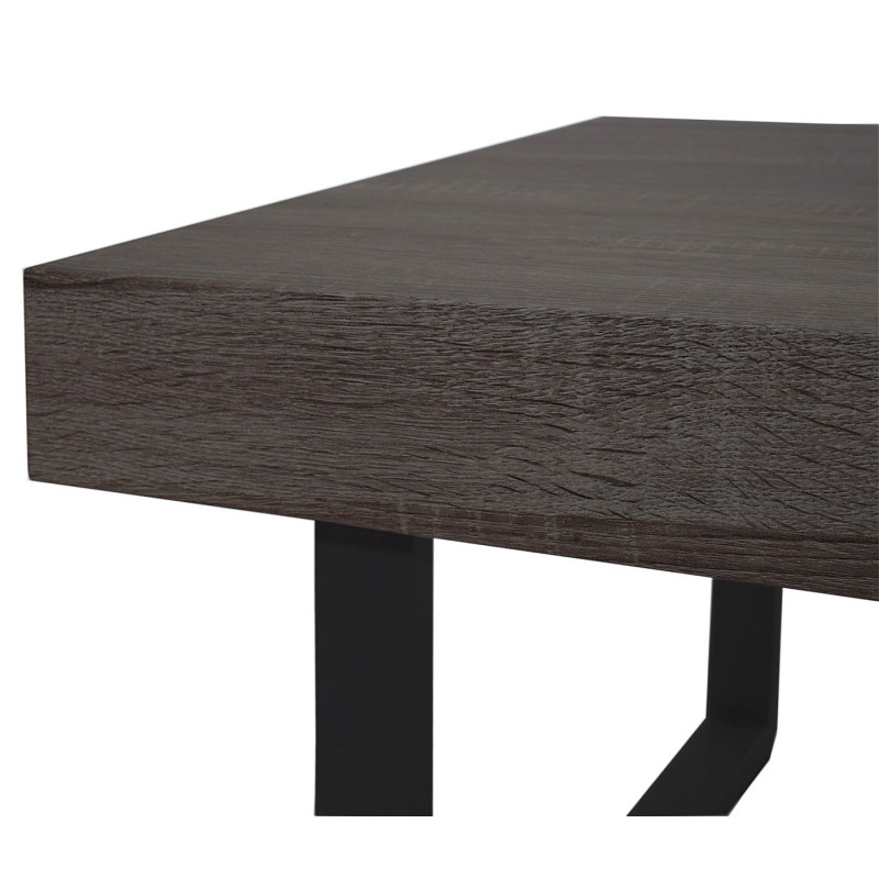 Table basse de salon Kos T576, MVG 40x110x60cm - chêne foncé, pieds métalliques