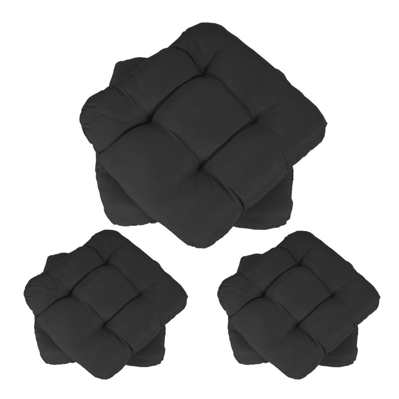 6x coussin Dublin, coussins de chaise, 43x41x3cm - anthracite