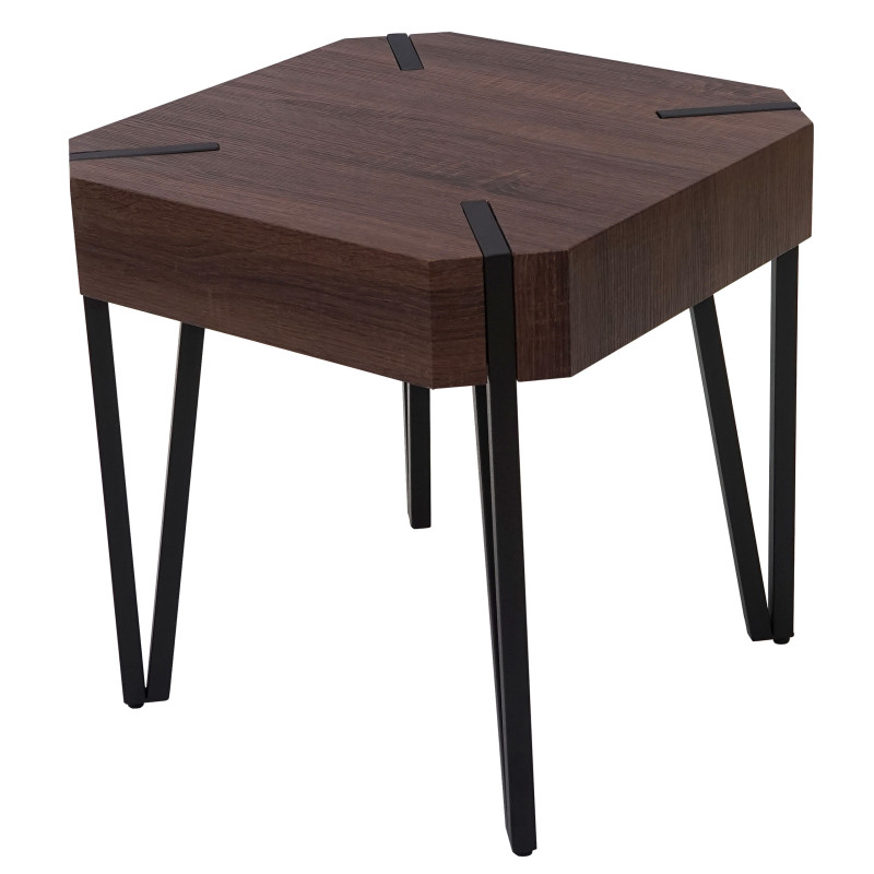 Table basse de salon Kos T574, MVG 52x50x50cm - chêne marron, pieds métalliques